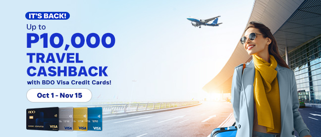Up to P10,000 Cashback on TRAVEL spend
