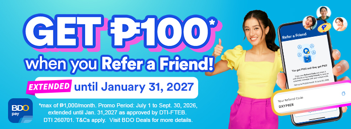 BDO Extended! Get P100 when you Refer a Friend! official promo image