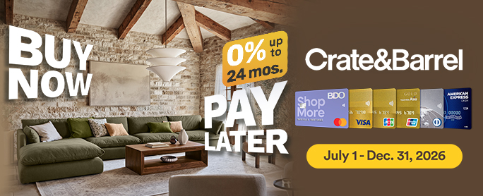 BDO BUY NOW PAY LATER at Crate and Barrel official promo image