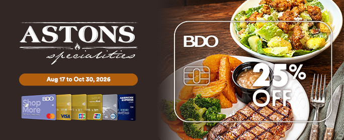 BDO 25% OFF at Astons Specialities official promo image