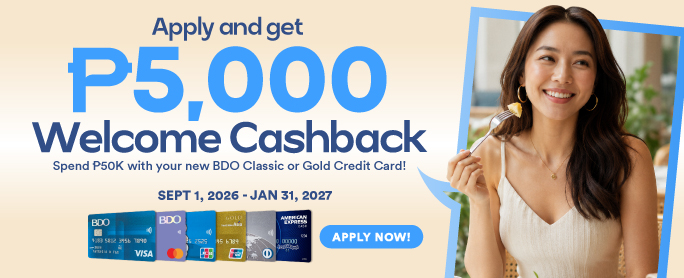 BDO credit card promo: Welcome Cashback Promo
