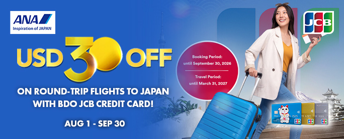 USD 30 OFF on Flights to Japan at ANA