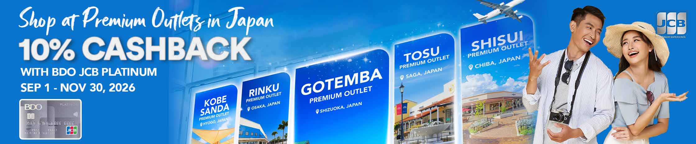 10% Cashback at Premium Outlets in Japan