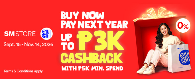 Get up to P3,000 Cashback at SM Store!