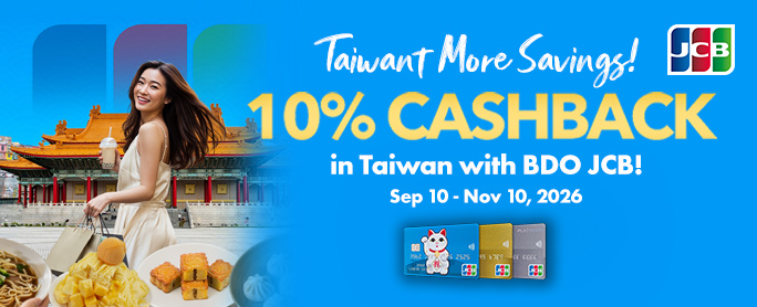 BDO credit card promo: 10% Cashback in Taiwan