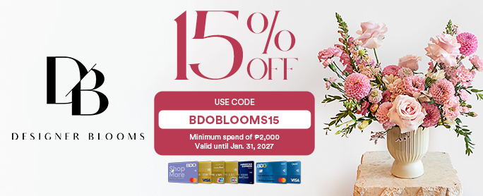 BDO 15% OFF at Designer Blooms official promo image